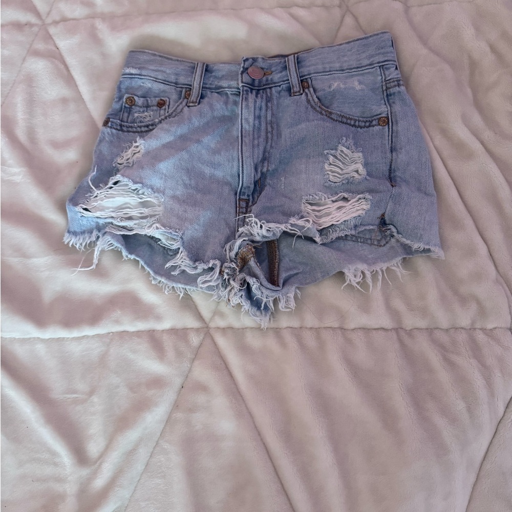 Aeropostale Ripped Light Blue Jean Shorts